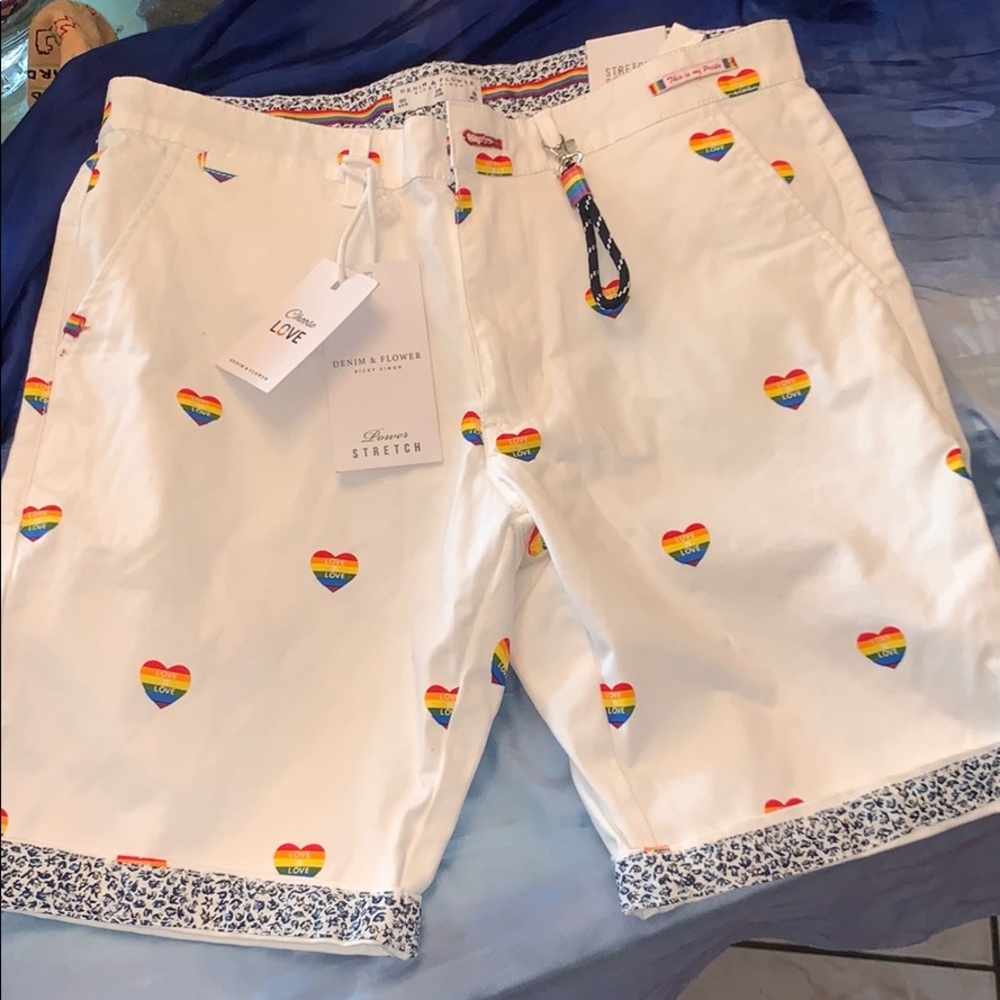 Denim. & Flower Pride shorts🌈
